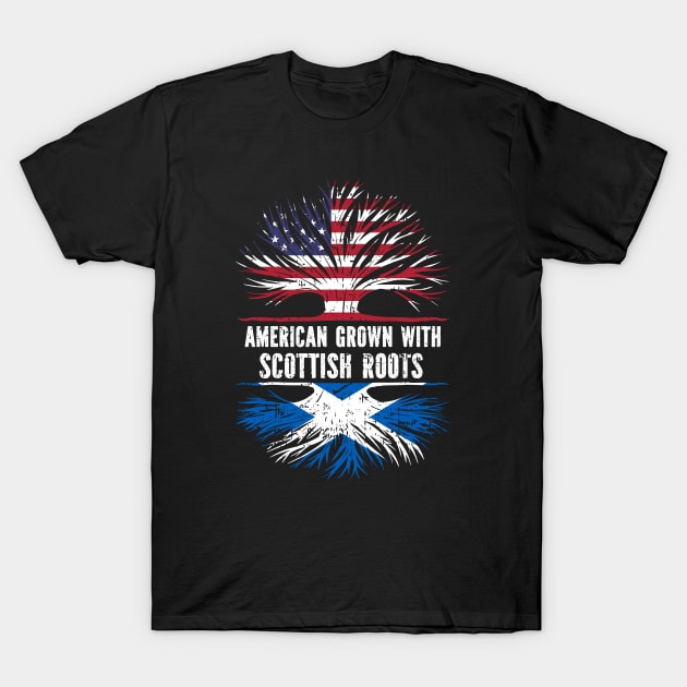 American Grown with Scottish Roots USA Flag T-Shirt by silvercoin